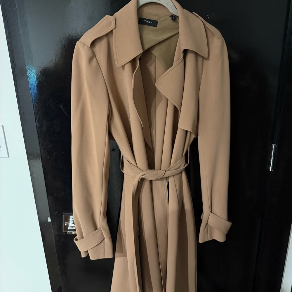 Theory Camel Belted Trench Coat